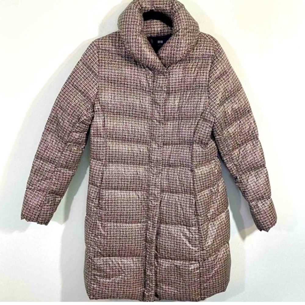 Uniqlo Women's Tweed Puffer Jacket - Brown